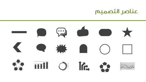 قالب بوربوينت وكالة الطعام - شريحة عرض عن عناصر التصميم المستخدمة في العرض.