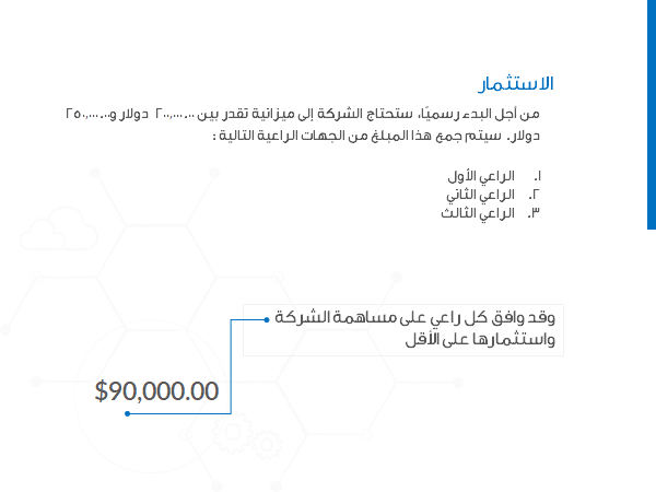 قالب بوربوينت بدء التشغيل التقني – شريحة عرض عن الاستثمار.