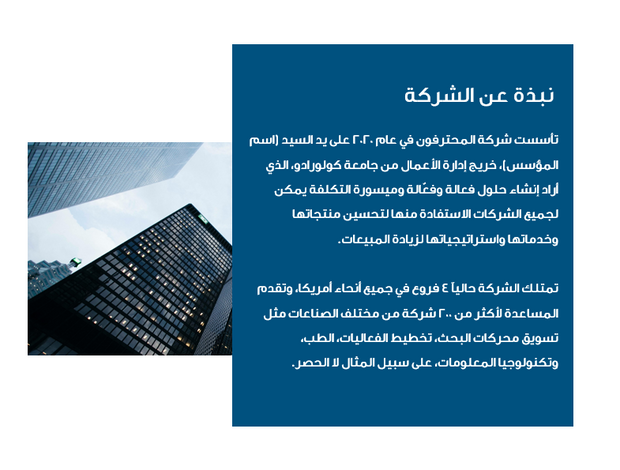 عرض تقديمي تنفيذي لشركة  - 12 شريحة