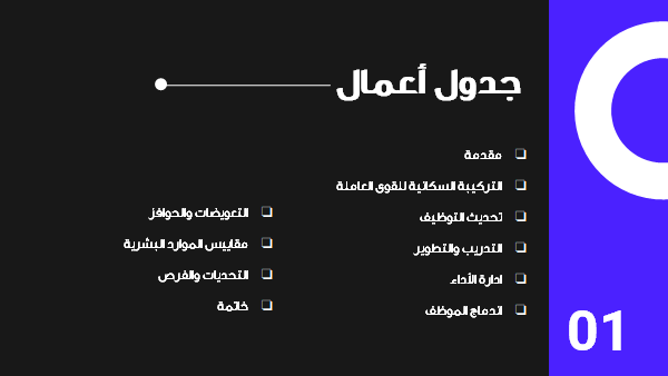 قالب بوربوينت تقرير الموارد البشرية - شريحة عرض عن جدول الأعمال.
