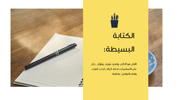 قالب بوربوينت التبسيط - شريحة عن مفهوم الكتابة البسيطة.