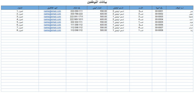 ملف اكسل كشف أجور عمل بالأيام