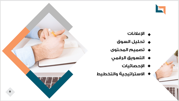 عرض تقديمي- شركة التسويق الرقمي - 15 شريحة
