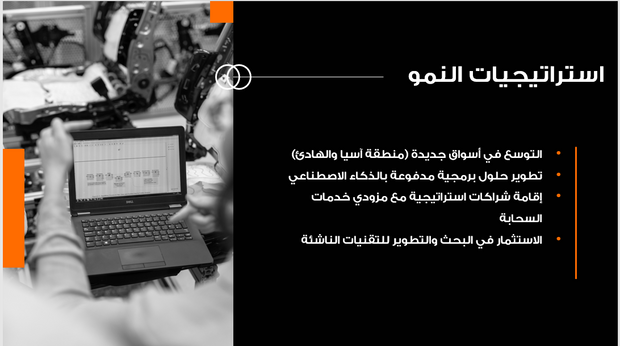 عرض تقديمي -استراتيجيات الاعمال لشركة تطوير البرمجيات -14 شريحة
