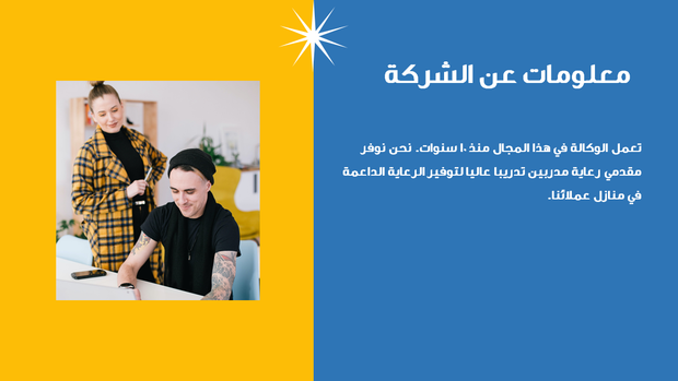 نموذج بوربوينت - عرض تقديمي تعريف بالمؤسسة  وكالة الرعاية غير الصحية- 15 شريحة