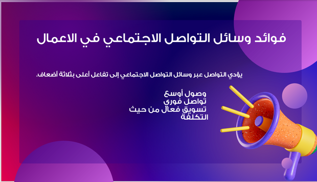 عرض تقديمي- دور وسائل التواصل الاجتماعي في التواصل التجاري -14 شريحة