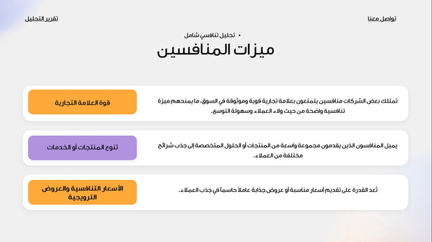 قالب عرض تقديمي بوربوينت عرض تحليل تنافسي شامل -33 شريحة