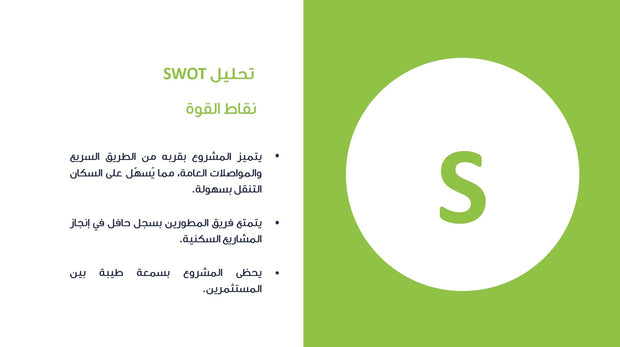 قالب عرض تقديمي بوربوينت تحليل SWOT للمشروع السكني -18 شريحة