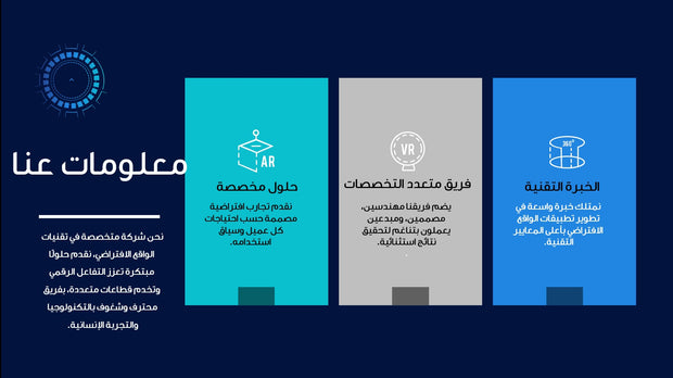 قالب عرض تقديمي بوربوينت عرض التعريف بشركة لتقنيات الواقع الافتراضي -51 شريحة