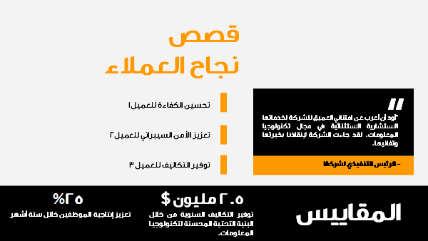 قالب بوربوينت استشارات إدارة إستراتيجية تكنولوجيا المعلومات - شريحة عرض عن قصص نجاح العملاء.