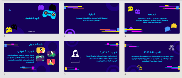 عرض تقديمي -خطة عمل شركة الالعاب - 10 شرائح