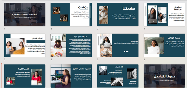 عرض تقديمي-شركة الترجمة والخدمات اللغوية-12 شريحة