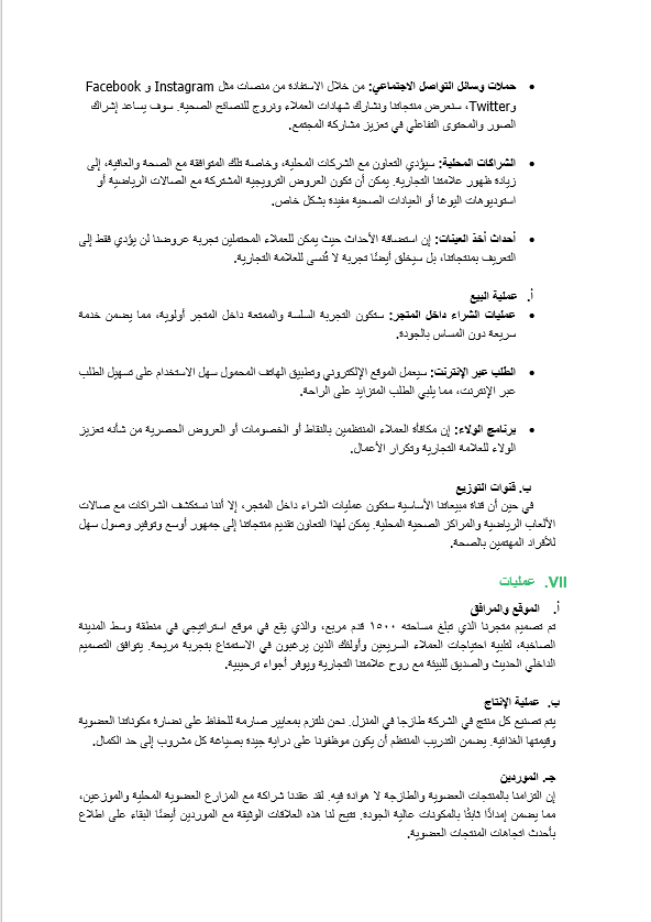 قالب وورد خطة العمل