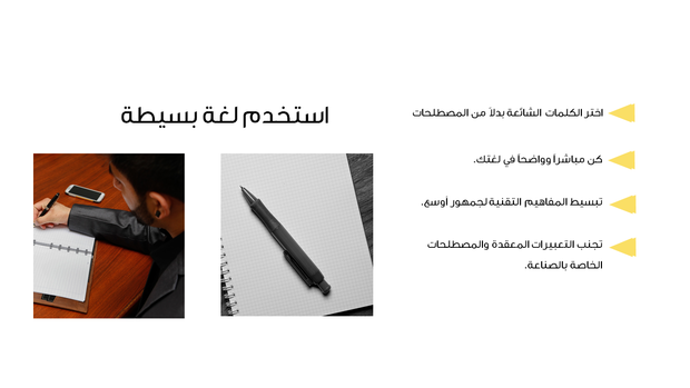قالب بوربوينت التبسيط - شريحة عن استخدام لغة بسيطة.