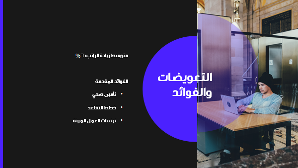قالب بوربوينت تقرير الموارد البشرية - شريحة عرض عن التعويضات والفوائد.