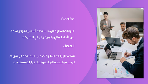 عرض تقديمي - 15 شريحة -عرض البيانات المالية