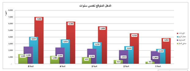 ملف لعمل دراسة جدوى اقتصادية 5 سنوات - "دراسة مالية"